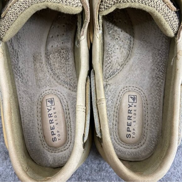 Sperry Top Sider Tan & Cream Leather Classic Boat Shoes Women’s Size 8.5 - Picture 14 of 15